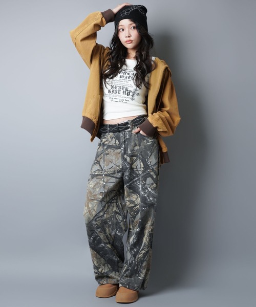 その他 t9g SPINNS（スピンズ） パンツ カモフラ柄ミリタリーワイドパンツ/リアル