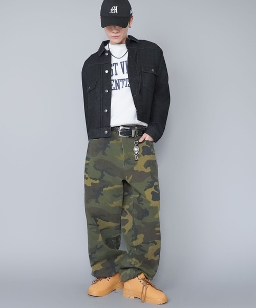 SPINNS（スピンズ） パンツ カモフラ柄ミリタリーワイドパンツ/リアル