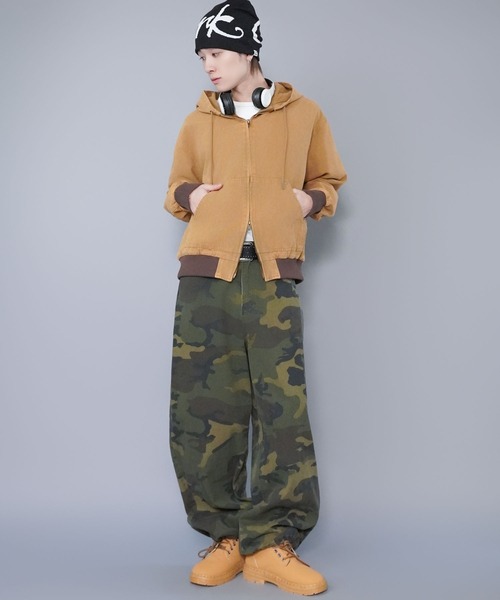 SPINNS（スピンズ） パンツ カモフラ柄ミリタリーワイドパンツ/リアル