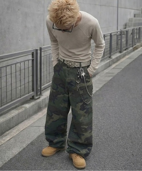 SPINNS（スピンズ） ワイドパンツ パンツ カモフラージュ柄パンツ