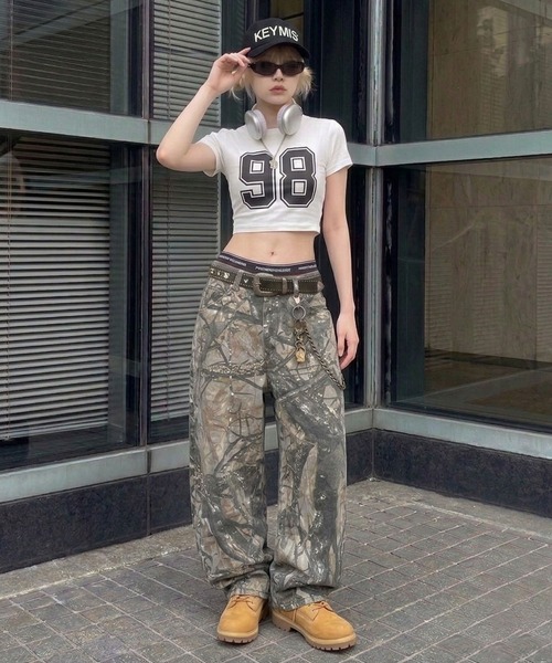 パンツ RT173735 SPINNS（スピンズ） ワイドパンツ パンツ カモフラージュ柄パンツ