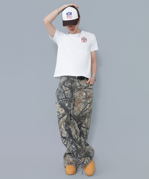 SPINNS（スピンズ） ワイドパンツ パンツ カモフラージュ柄パンツ