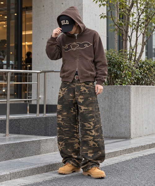 SPINNS（スピンズ） ワイドパンツ パンツ カモフラージュ柄パンツ