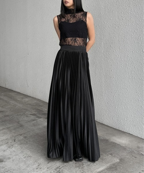 LVEU.（ラブユ） tシャツ 「LVEU.」ノースリーブレースシアートップス