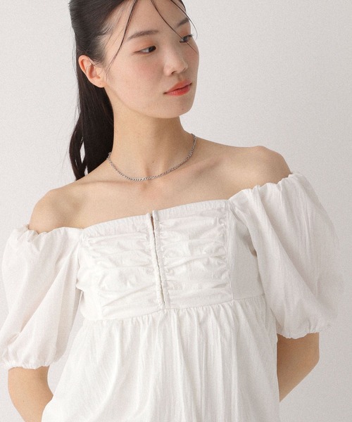 Heather（ヘザー） ブラウス シャツ 半袖 フロントホックバルーン