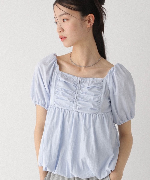 Heather（ヘザー） ブラウス シャツ 半袖 フロントホックバルーン