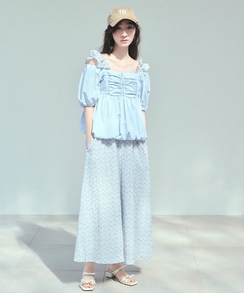 Heather（ヘザー） ブラウス シャツ 半袖 フロントホックバルーン