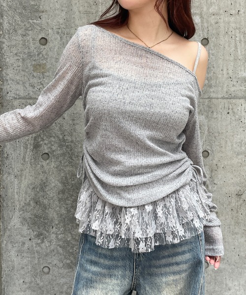Roger&Raw tシャツ レースキャミソール＆シアーニットセット