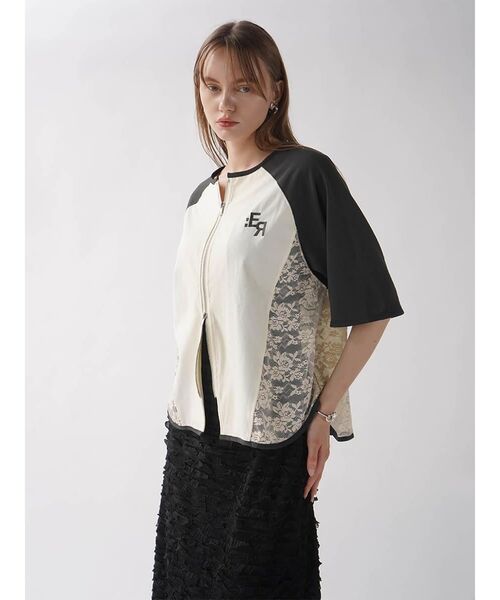 ブラウス シャツ SIDE LACE BASEBALL ZIP SHIRT レディース