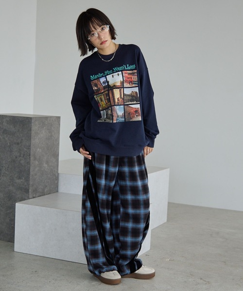 PBLIM スラックス パンツ 「UNISEX」チェックラインパンツ レディース