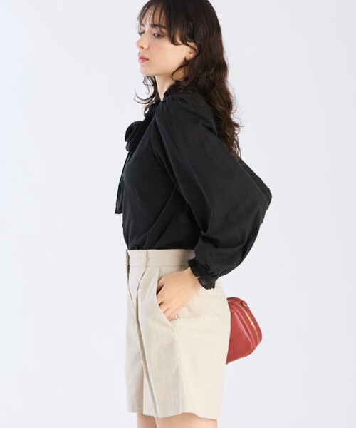 To b. by agnes ブラウス シャツ コットン ロングスリーブ リボン 
