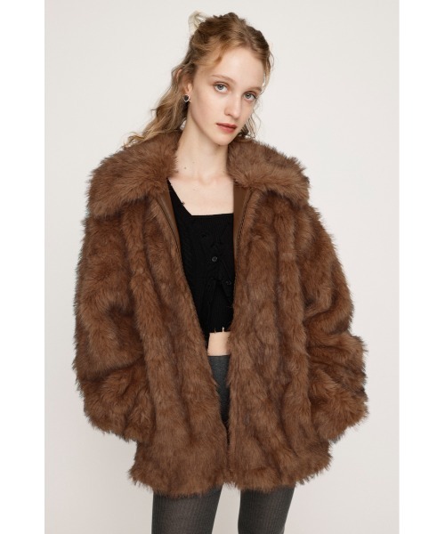 SLY ブラウンファーコート SLY ブラウンファーコート SLY（スライ）の「F/FUR FRONT HOOK