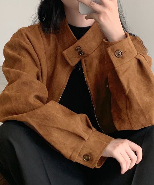 semuse ブルゾン アウター スエードタッチオーバーサイズブルゾン