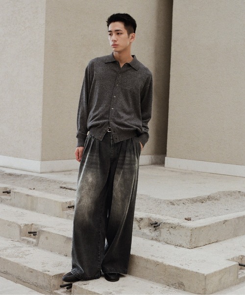 WYM LIDNM ワイドパンツ ジーンズ 3TUCK DENIM BAGGY SLACKS メンズ
