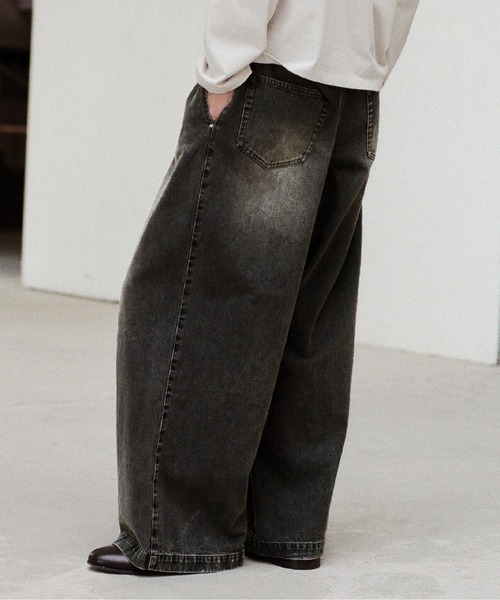 WYM LIDNM ワイドパンツ ジーンズ 3TUCK DENIM BAGGY SLACKS メンズ