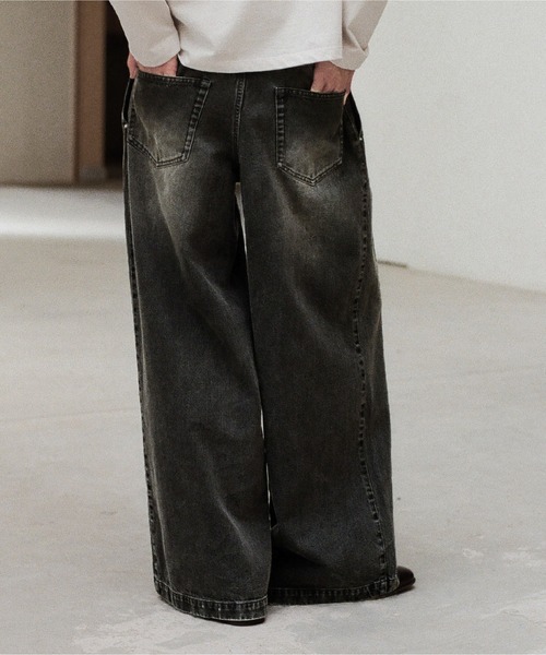 WYM LIDNM ワイドパンツ ジーンズ 3TUCK DENIM BAGGY SLACKS メンズ