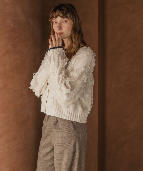 美品　Foxey フォクシー　ニットカーディガン　レース　シトロン　フリル　40 forksy.（フォルクシー） カーディガン 「forksy.」前後2way