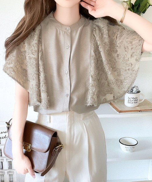 「mily bilet」 半袖ブラウス LARGE アイボリー レディース_画像7