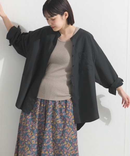OMNES（オムネス） ブラウス シャツ テックコットンバンドカラー長袖 