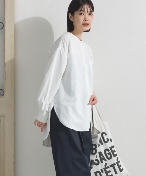 OMNES（オムネス） ブラウス シャツ テックコットンバンドカラー長袖