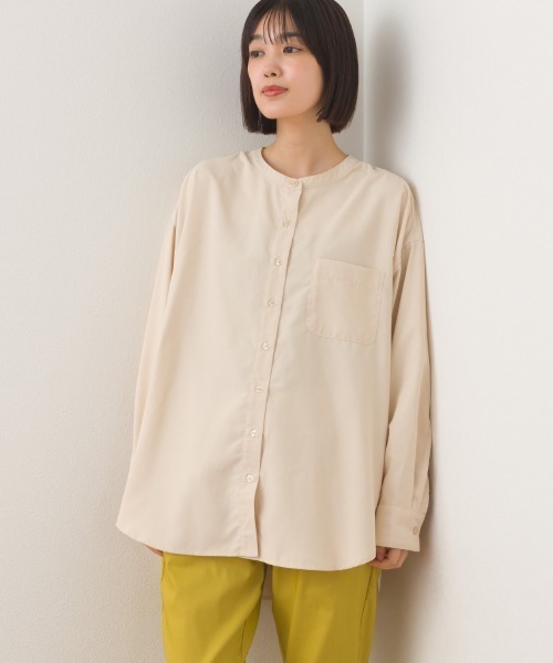 OMNES（オムネス） ブラウス シャツ テックコットンバンドカラー長袖