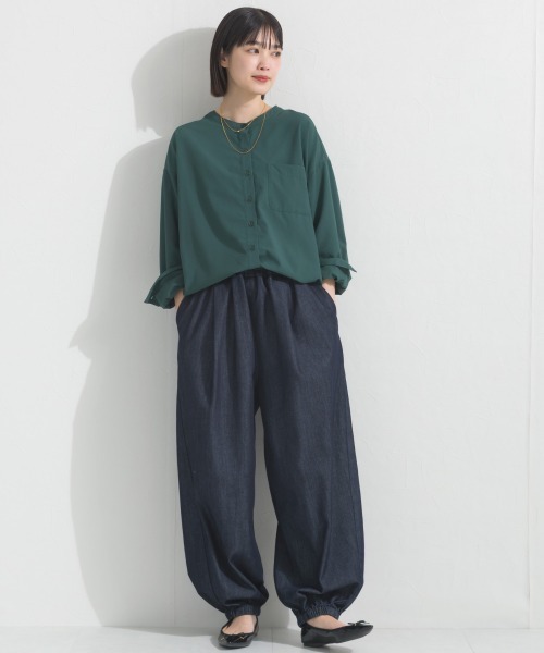 OMNES（オムネス） ブラウス シャツ テックコットンバンドカラー長袖