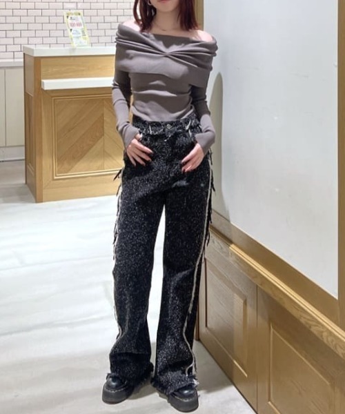 SLY（スライ） ニット セーター OFF SHOULDER KNIT TOPS オフ
