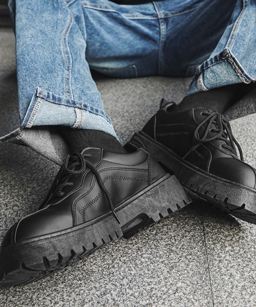 NOWLE スニーカー 「NOWLE」厚底 ローカット ステッチ レースアップ