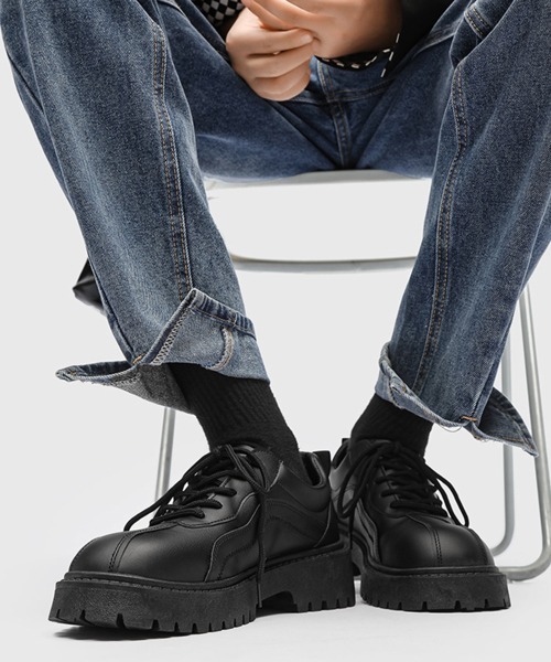 NOWLE スニーカー 「NOWLE」厚底 ローカット ステッチ レースアップ