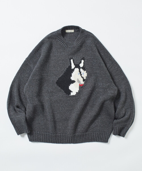Black&White ニット dog 犬 毛100% ブラック 9 日本製 FREAK'S STORE（フリークスストア） セーター ニット 限定展開