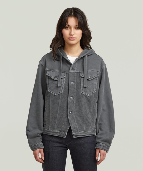 【e2402】G-STAR RAWマッシュパーカーコットンミドル丈ジャケットL e2402】G-STAR RAWマッシュパーカーコットンミドル丈ジャケットL