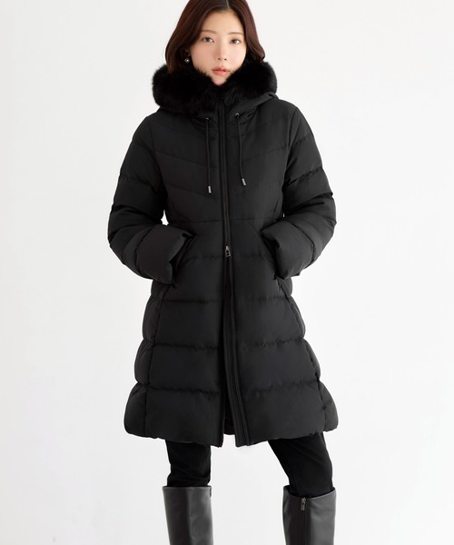 【美品】MICHEL  ダウンコート　ブルーフォックスファー　黒　M RUIRUE BOUTIQUE（ルイルエブティック） ダウンコート ダウン