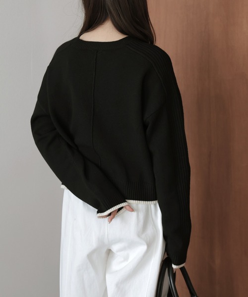 ニット セーター 前後2wayリブニットトップス レディース : ZOZOTOWN