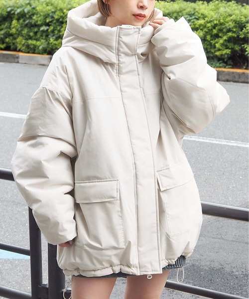 ワンコ大好きッ子　プードゥドゥ　ライダース風　中綿　ブルゾン　アウター JaVa ジャバコラボ》防寒とオシャレを両立。配色ジップ×フィンガー