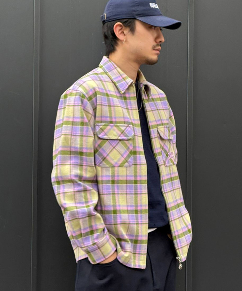 BoTT シャツ BoTT（ボット） シャツ Zip-Up Flannel Shirt メンズ レディース