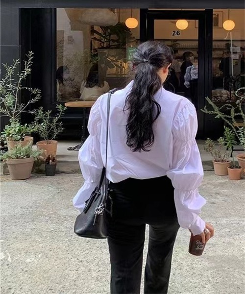 「Dream garden」 長袖シャツ S ホワイト レディースの画像4