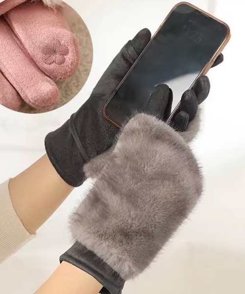 手袋 「 ammy. / エイミードット 」 2WAY フェイク ファー