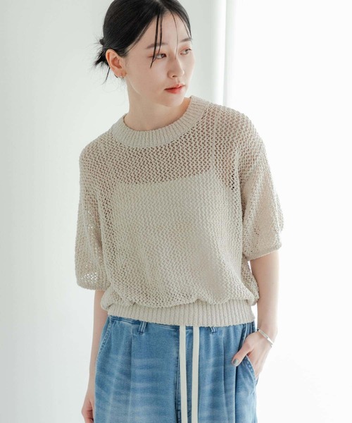 「URBAN RESEARCH」 半袖ニット FREE ホワイト レディース_画像3