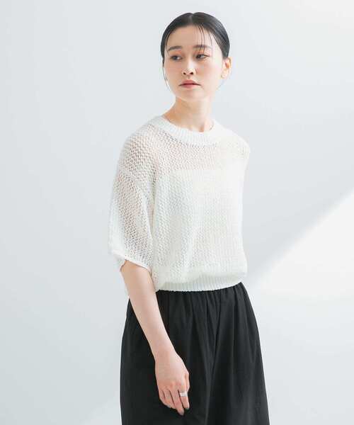 「URBAN RESEARCH」 半袖ニット FREE ホワイト レディース_画像6
