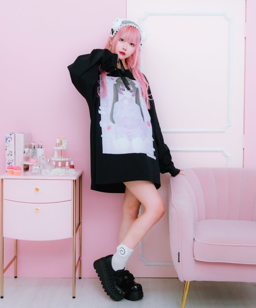 mine by LAFARY tシャツ ちゃおくーあいロングTシャツ レディース