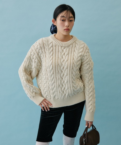 FUULLY STUDIO ニット セーター ローゲージケーブルニットプルオーバー