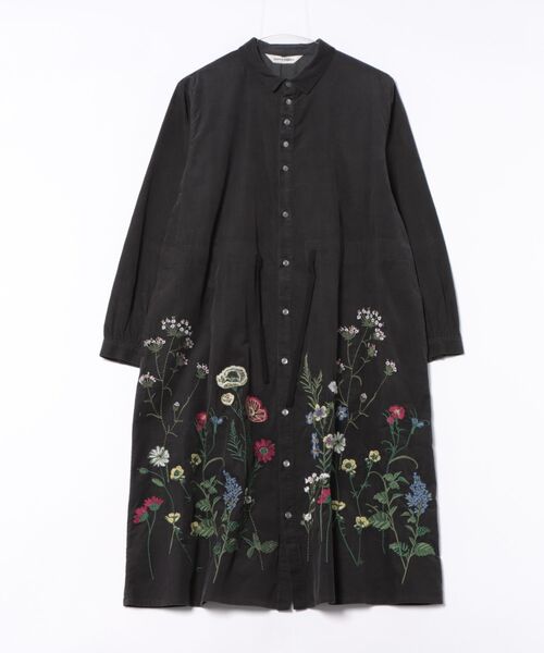 美品super hakka feuille スーパーハッカ 花柄シャツワンピース SUPER HAKKA（スーパーハッカ） シャツワンピース ソフトコーデュロイ