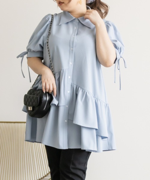 CLETTE（クレット） シャツワンピース LL ブルー レディース