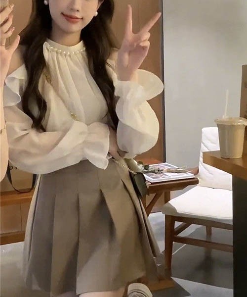 「gossip！ロサンゼルス」 長袖ブラウス FREE アイボリー レディース_画像7