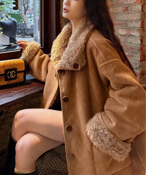 BLANC FICELLE コート アウター インナーファー コート レディース