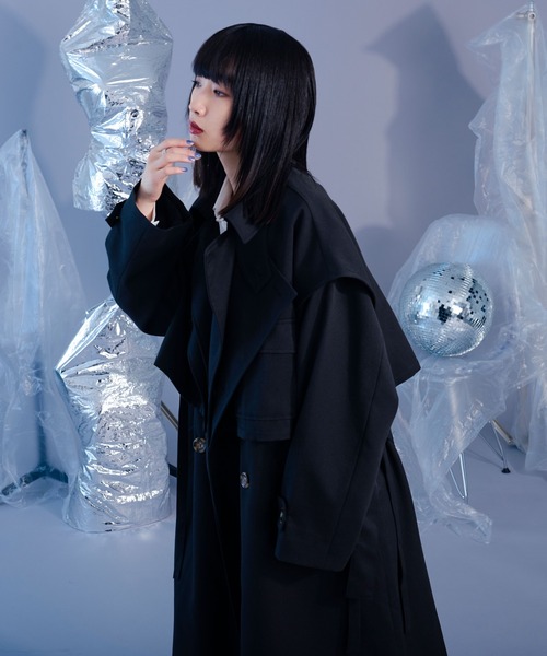 「Ellno Loset」 トレンチコート LARGE ライトグレー メンズ_画像2