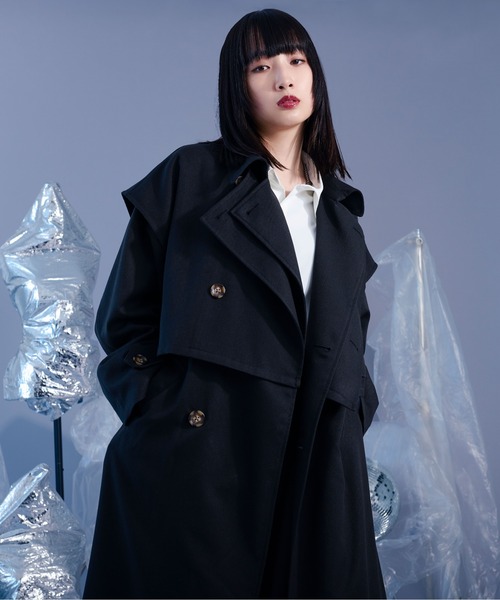 「Ellno Loset」 トレンチコート LARGE ライトグレー メンズ_画像7