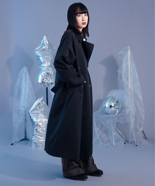 「Ellno Loset」 トレンチコート LARGE ライトグレー メンズ_画像8