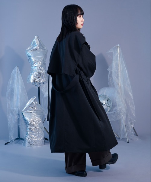 「Ellno Loset」 トレンチコート LARGE ライトグレー メンズ_画像9