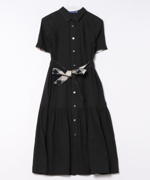 クレストブリッジ　シャツワンピース サイドチェック切替タックシャツワンピース（ドレス）｜CB CRESTBRIDGE